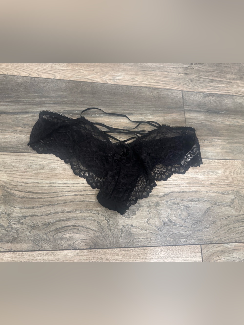 Adore Me Black Floral Lace Cheeky Panty Size Medium NWT